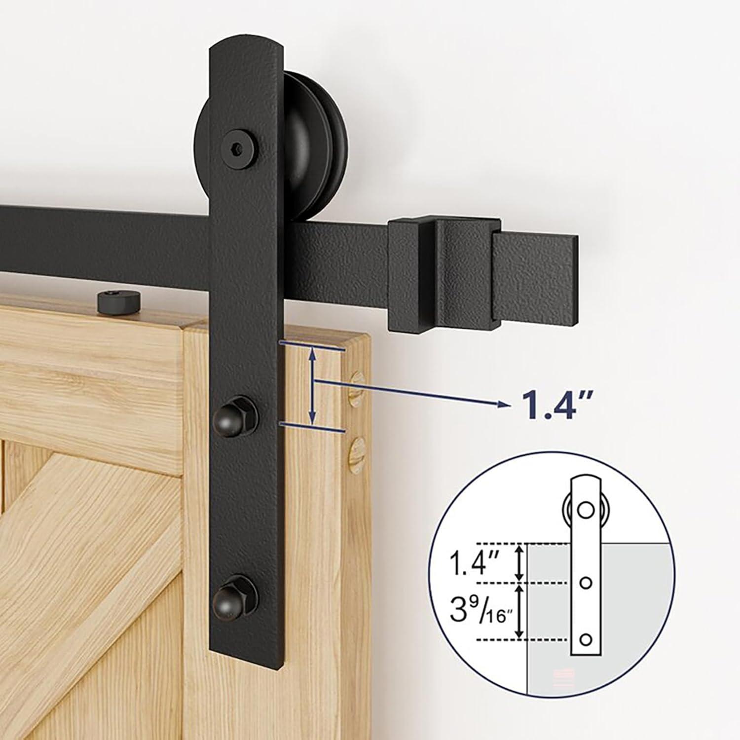 10 ft. Sliding Barn Door Hardware Kit, Loading Heavy Duty Barn Door Track Kit for Single Door with Smooth & Silent Pulley - J Shape - 330 lbs