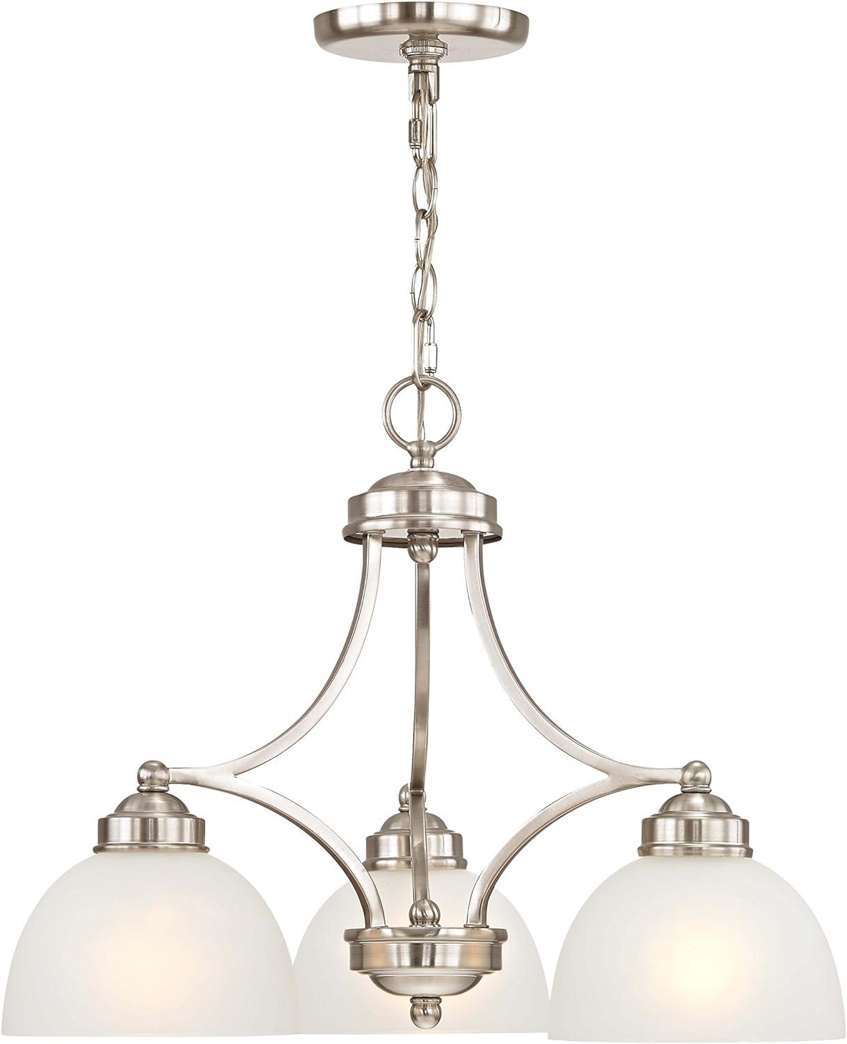 Somerset Mini 3-Light Chandelier in Brushed Nickel with Satin Glass