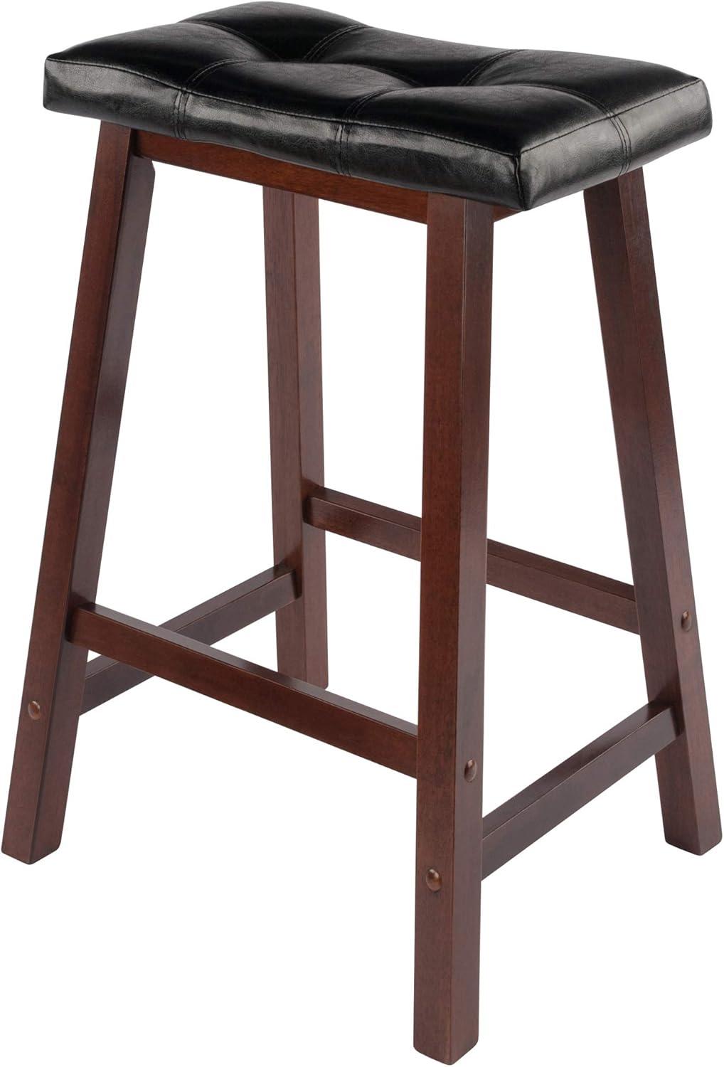 Winsome Mona Cushion Saddle Seat 24.84" Counter Height Barstool Hardwood/Toasted Walnut: Faux Leather, Wood Legs