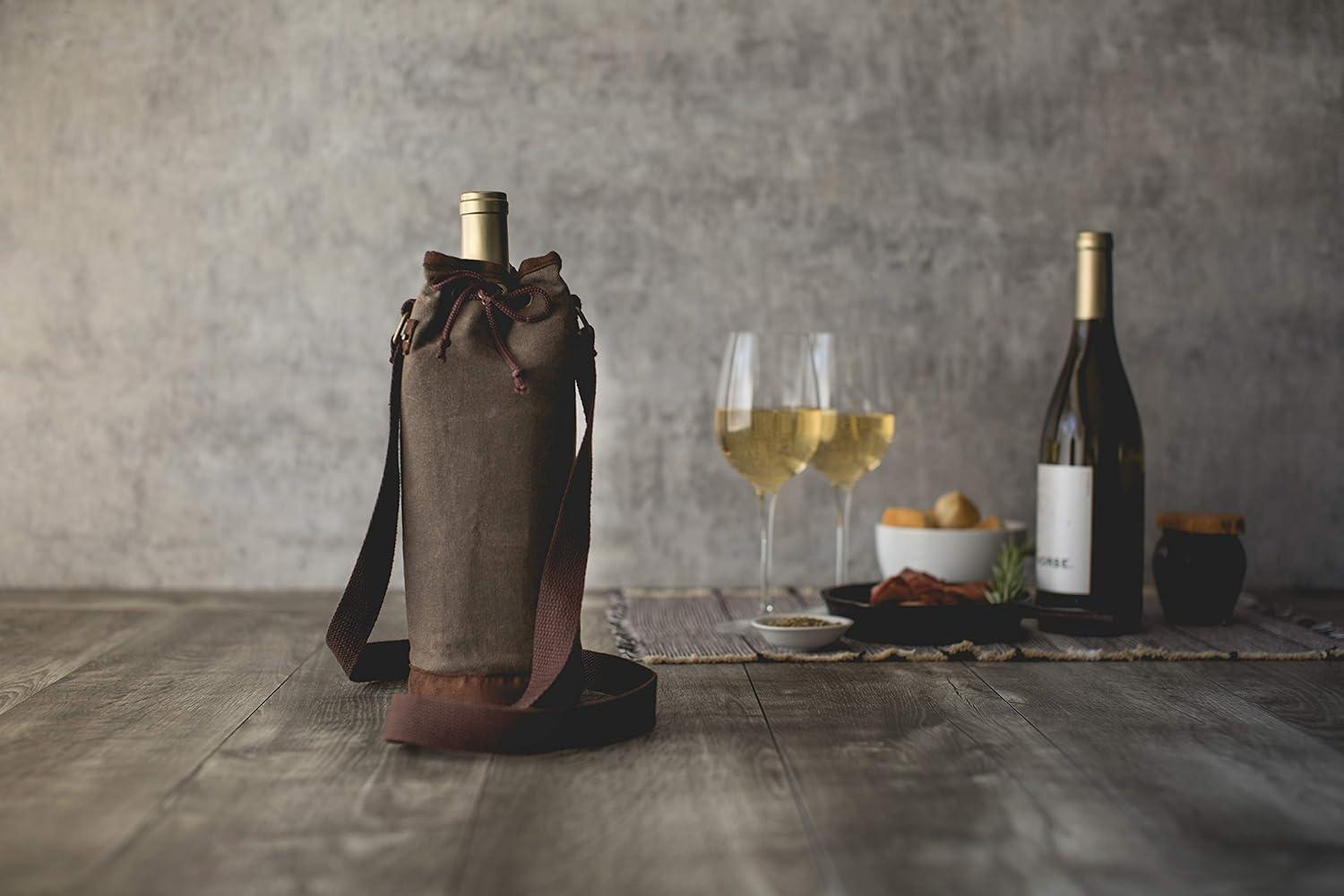 Waxed Canvas Single Bottle Insulated Tote Bag