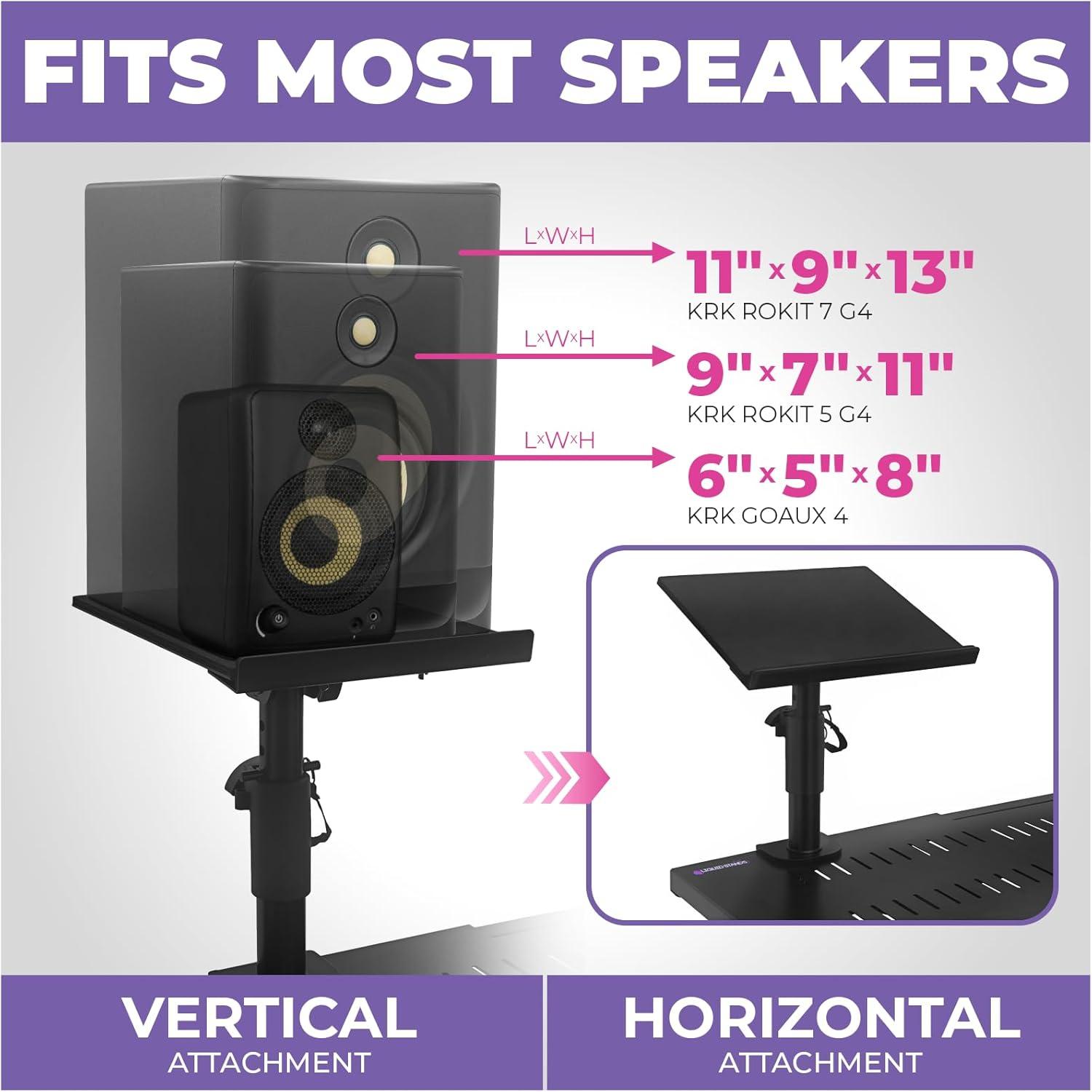 Music Studio Monitor Stands Clamp-on Desk Speaker Mount - 2 Pack
