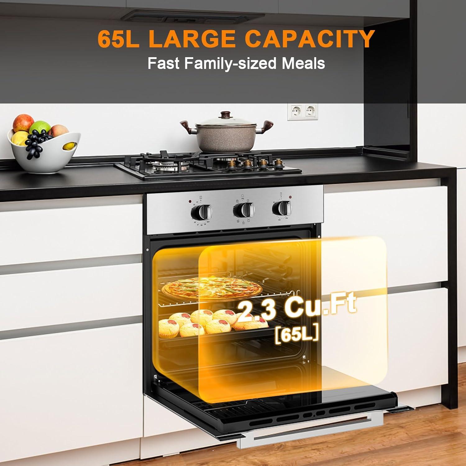 GASLAND 24" 2.3 cu. ft. Electric Single Wall Oven With 6 Cooking Functions ES606MS