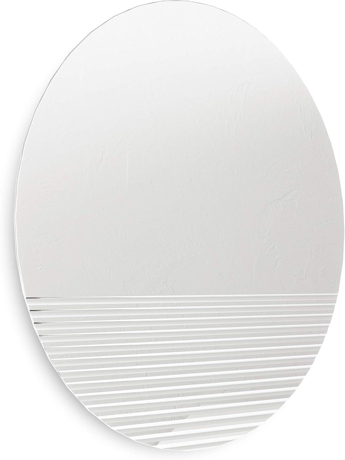 Clear Frameless Round Wall Mirror with Ridge Detailing