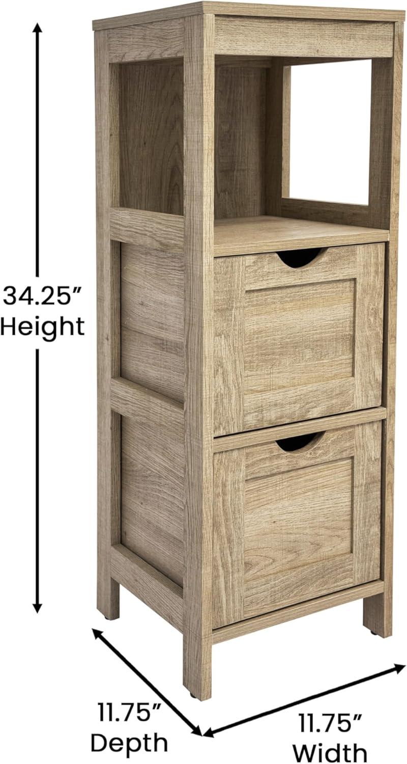 Flash Furniture Dune Farmhouse Bathroom Storage Organizer with Drawers and Open Shelf