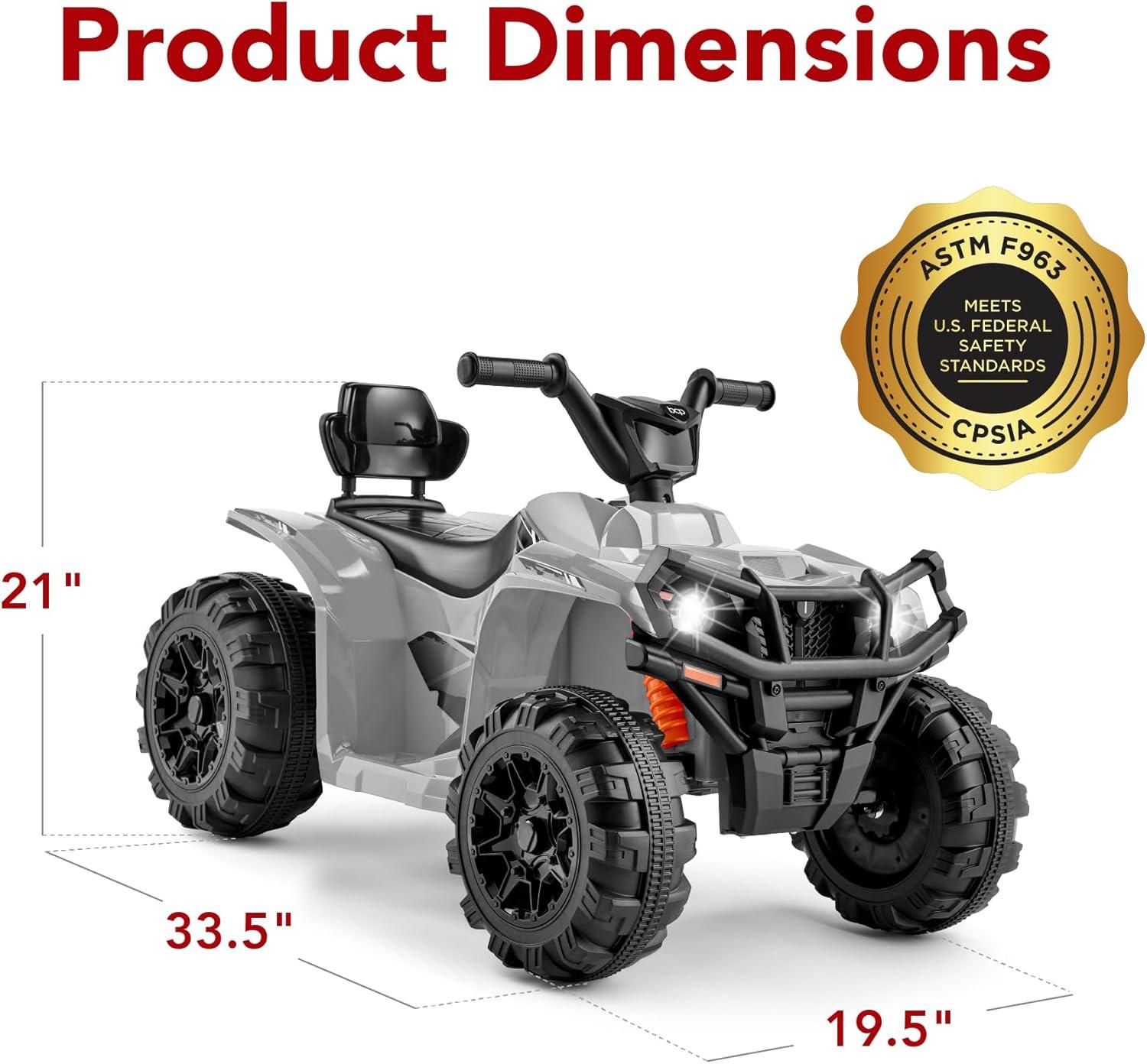 Best Choice Products 12V Kids Ride-On ATV Quad w/ Bluetooth, 2.4mph Max, Treaded Tires, LED Lights, Radio