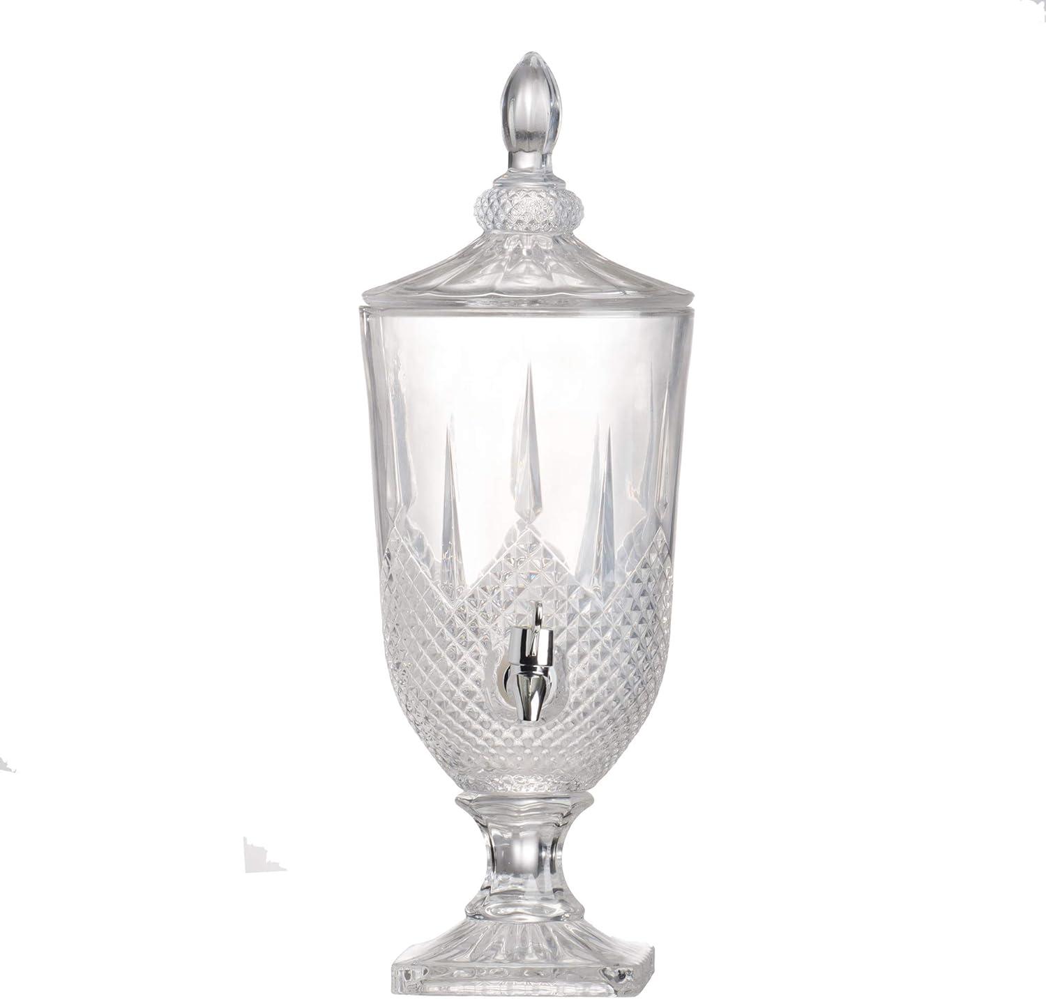 Modern Luxurious Beverage Drink Dispenser Crystal Glass Base and Lid Parties Weddings Events Catering 6.7" x 6.7" x 19"