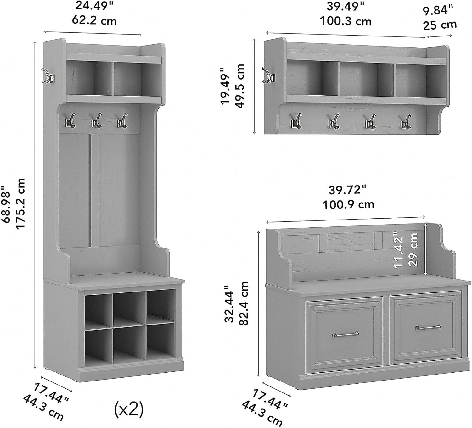 Woodland Full Entryway Storage Set with Doors in Cape Cod Gray - Engineered Wood