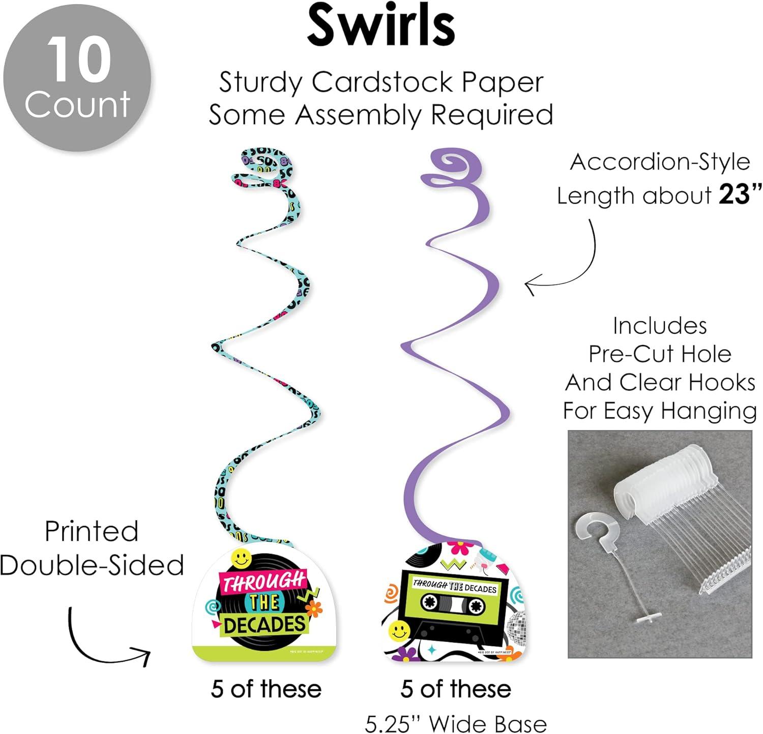 Big Dot of Happiness Through the Decades - 50s, 60s, 70s, 80s, and 90s Party Supplies Decoration Kit - Decor Galore Party Pack - 51 Pieces