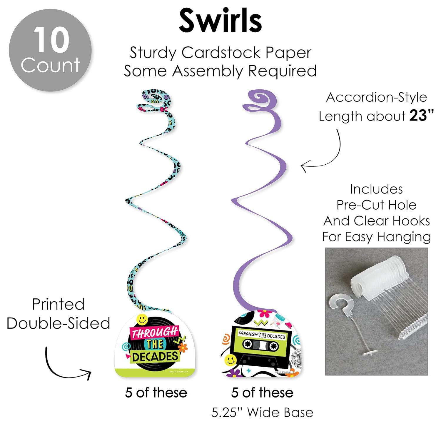 Big Dot of Happiness Through the Decades - 50s, 60s, 70s, 80s, and 90s Party Supplies Decoration Kit - Decor Galore Party Pack - 51 Pieces