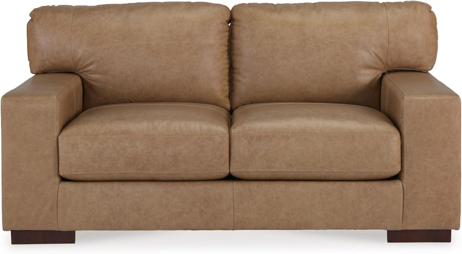 Tumbleweed Faux Leather Track Arm Loveseat with Removable Cushions