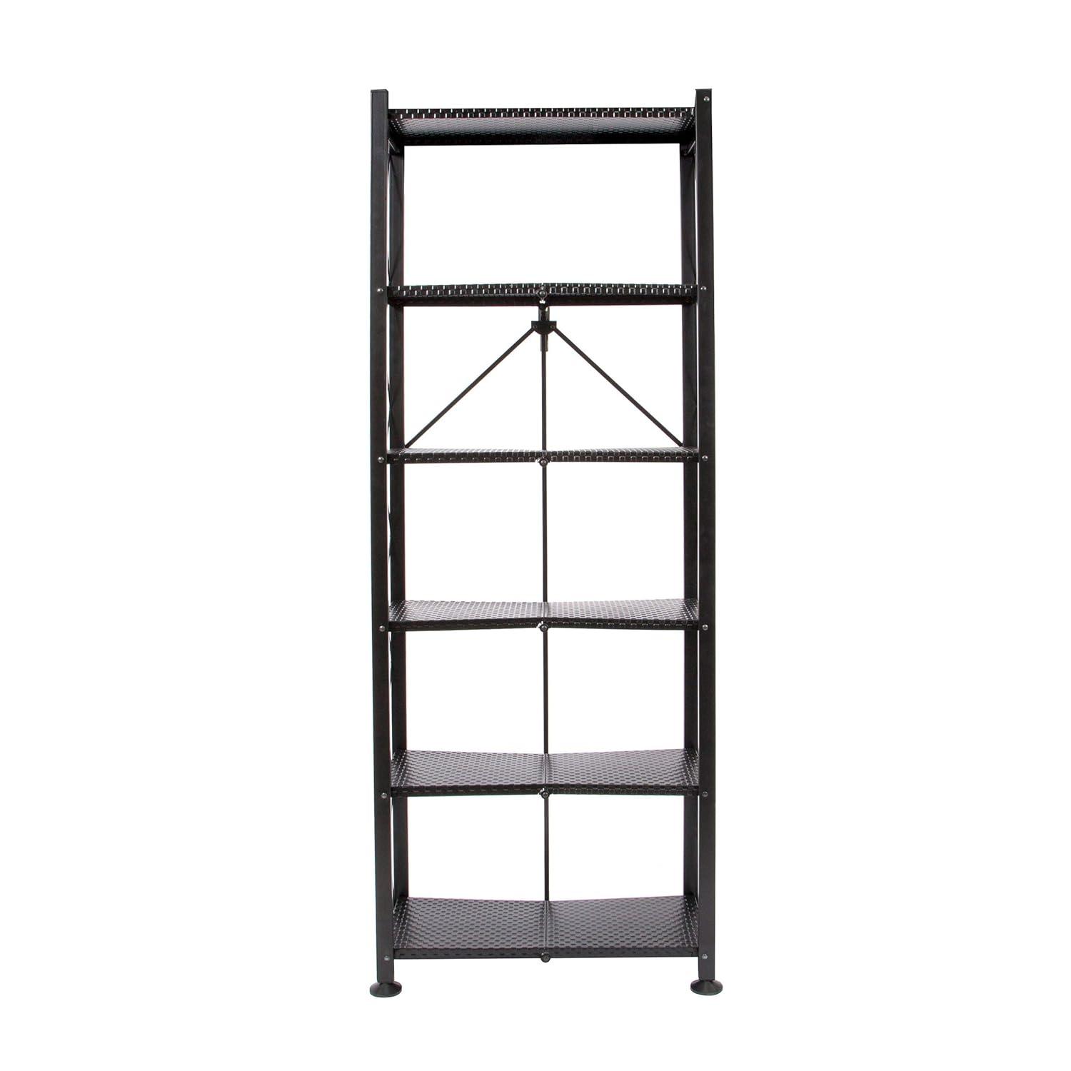 Origami Foldable 6-Shelf Classic Stamped Steel Bookcase