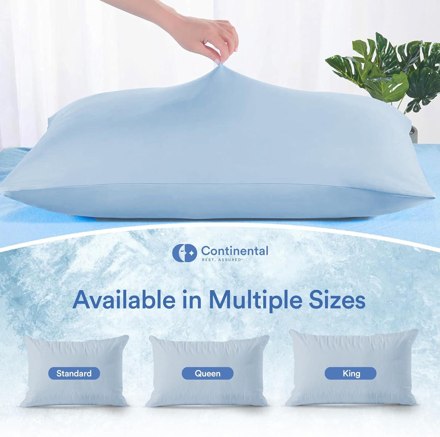 Continental Bedding Cooling Pillow Protector with Zipper Closure - Breathable Polyester/Nylon Fabric Pack of 2 Standard Size