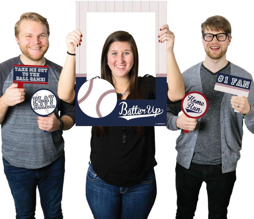 Big Dot of Happiness Batter Up - Baseball - Birthday Party or Baby Shower Selfie Photo Booth Picture Frame & Props - Printed on Sturdy Material