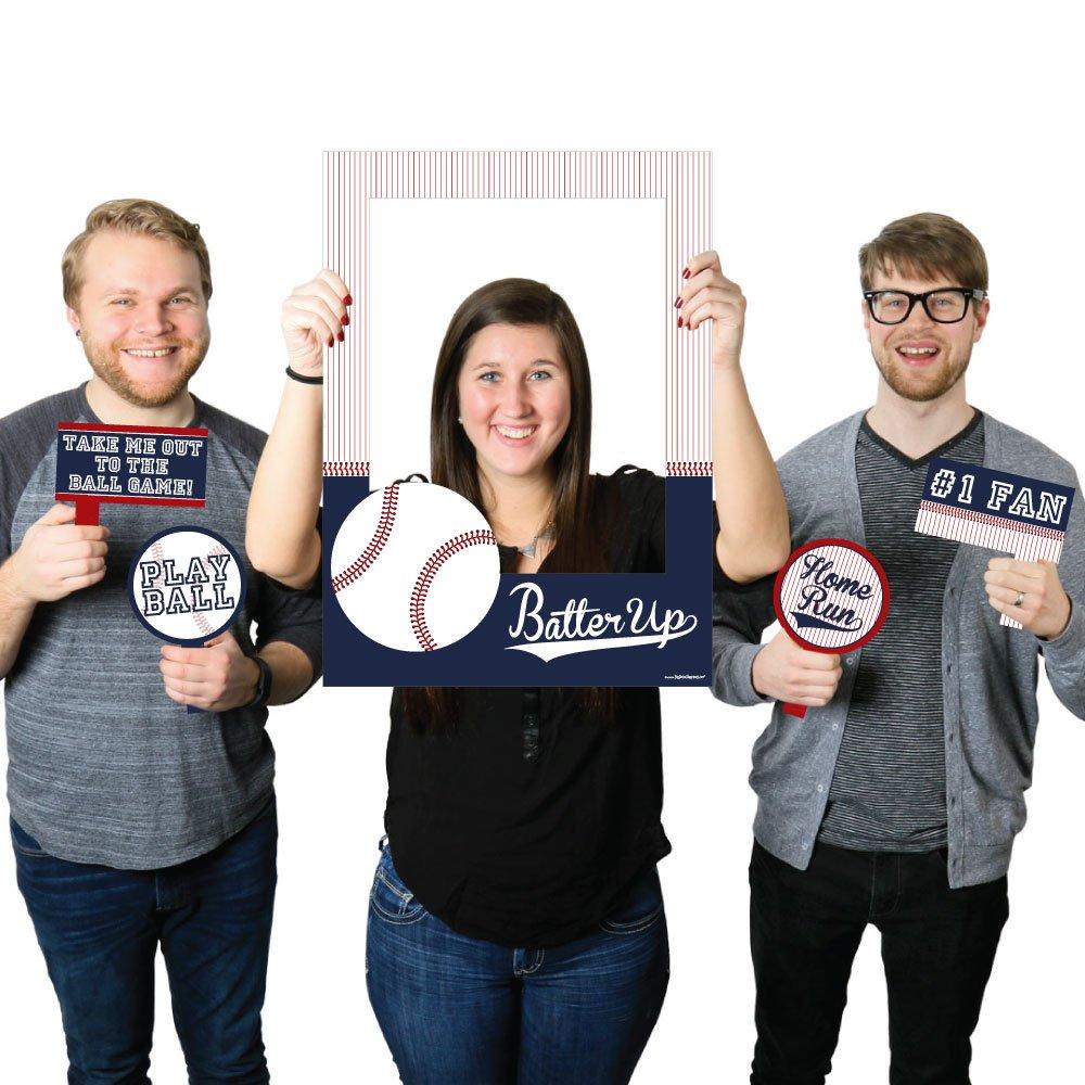 Big Dot of Happiness Batter Up - Baseball - Birthday Party or Baby Shower Selfie Photo Booth Picture Frame & Props - Printed on Sturdy Material