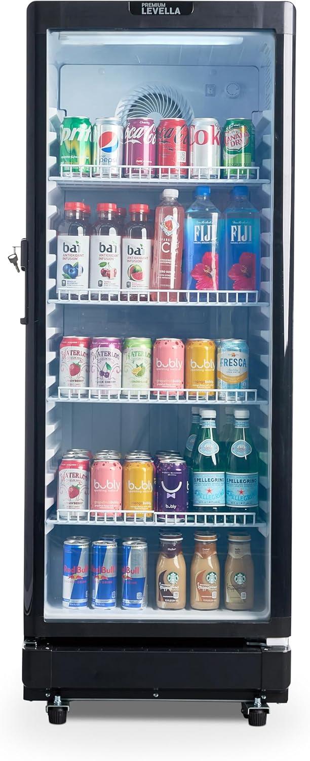 Black Glass Door Commercial Beverage Cooler with LED Lighting