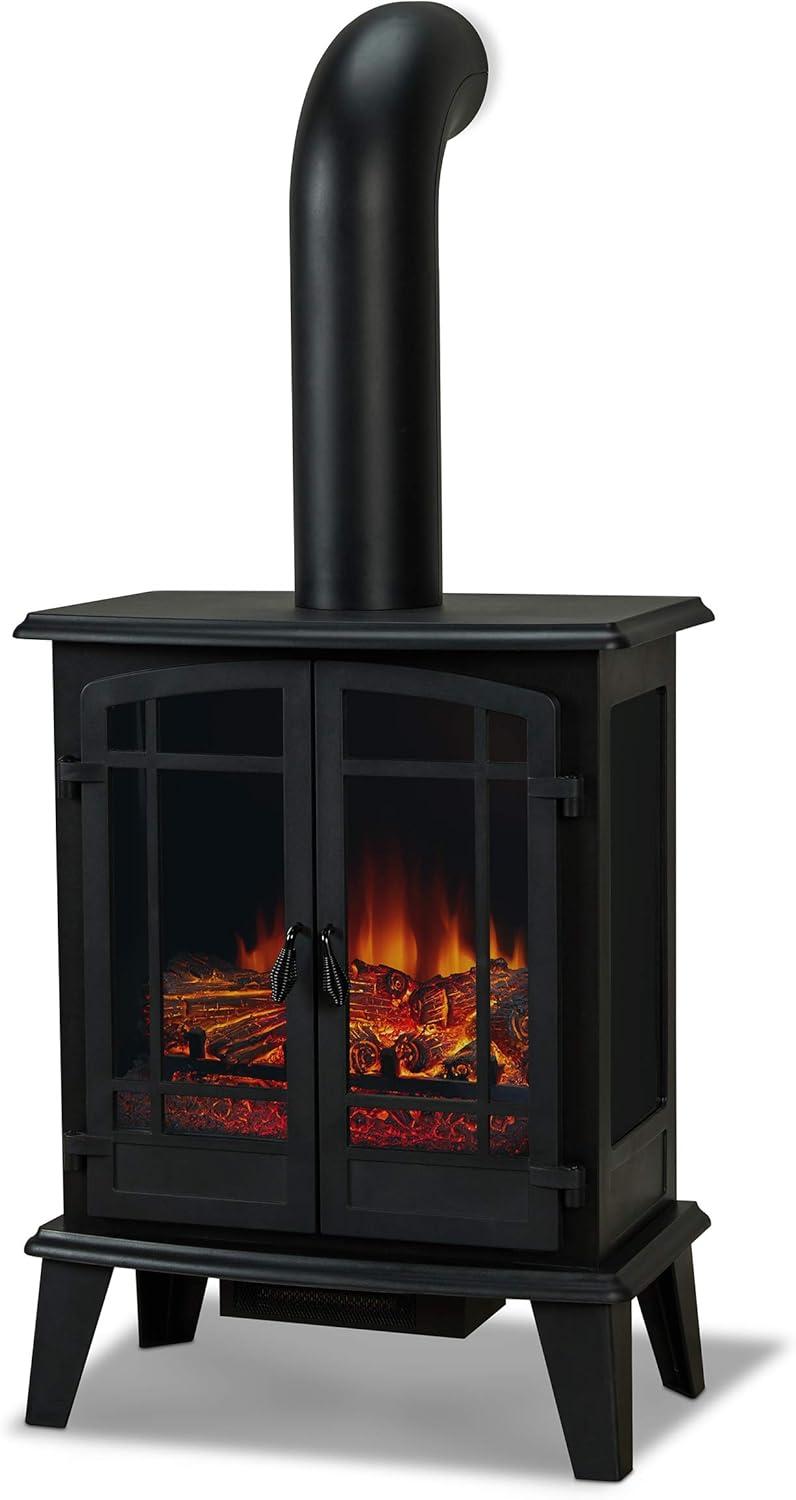 Foster Black Metal Free-Standing Electric Fireplace with Mantel