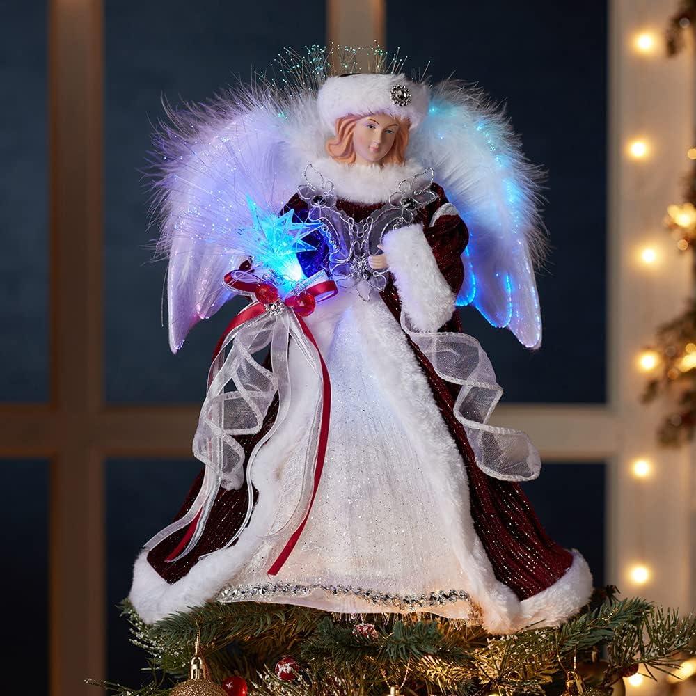 Angel Tree Topper with Fiberoptic LED Lights