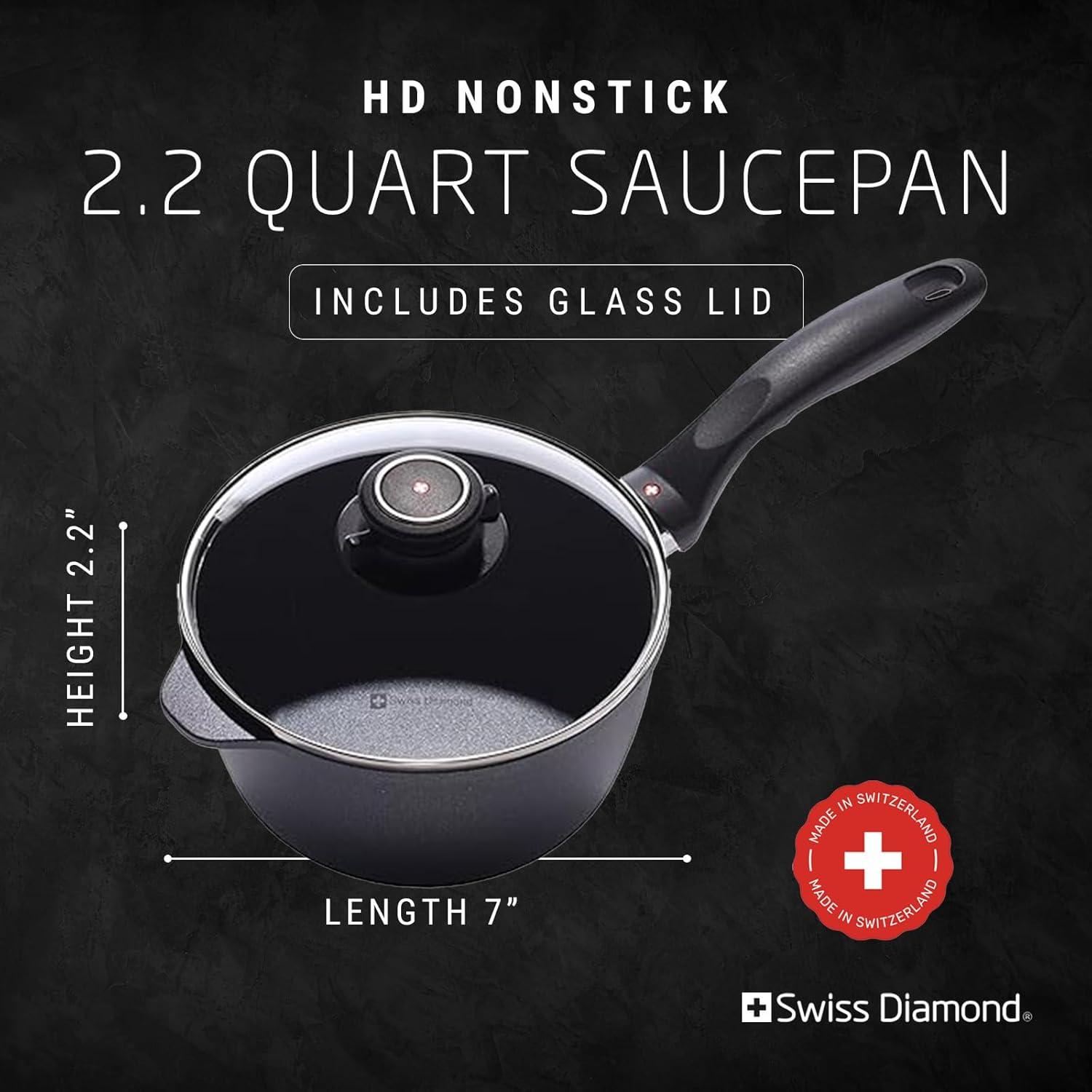 Swiss Diamond 2.2 Quart Saucepan With Lid