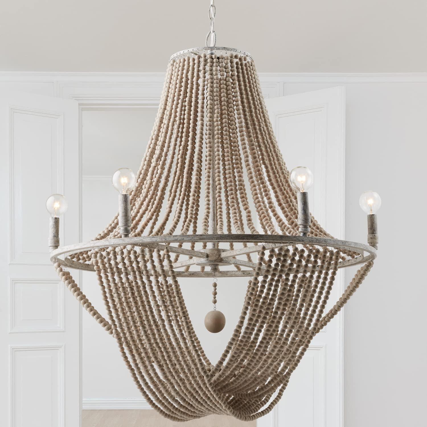 Mystic Sand Beaded 6-Light Empire Chandelier with Distressed Finish