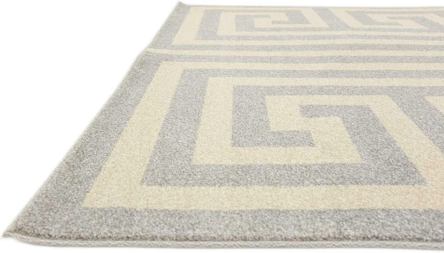 Hera Geometric Gray Synthetic 7'x10' Indoor Area Rug