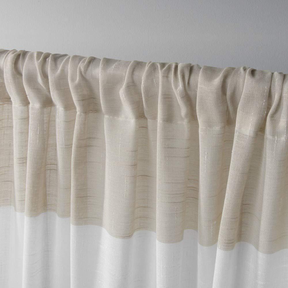 Set of 2 (96"x50") Darma Rod Pocket Window Curtain Panel Linen - Exclusive Home: Light Filtering, Modern Rugby Stripe
