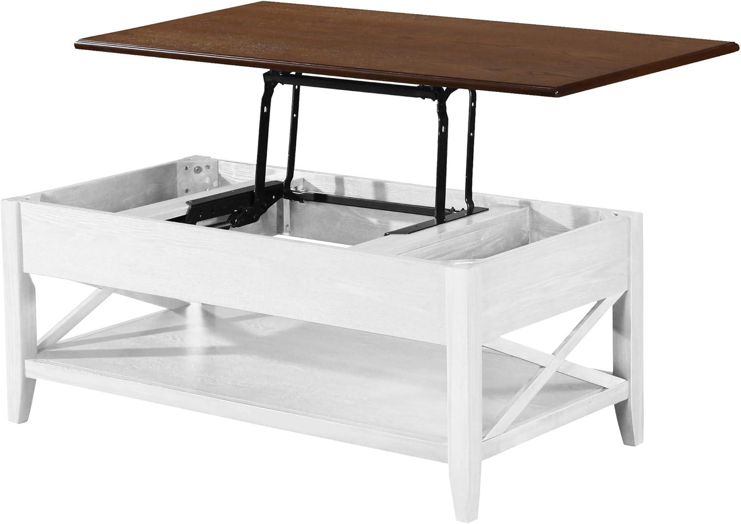 Decatur Farmhouse Lift Top Coffee Table with Storage, White - Christopher Knight Home