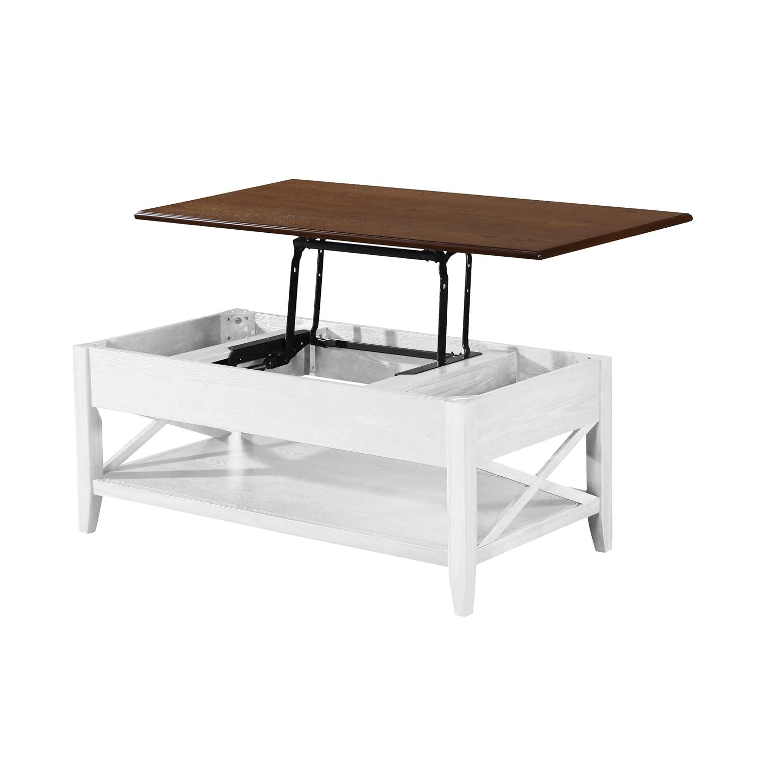 Decatur Farmhouse Lift Top Coffee Table with Storage, White - Christopher Knight Home