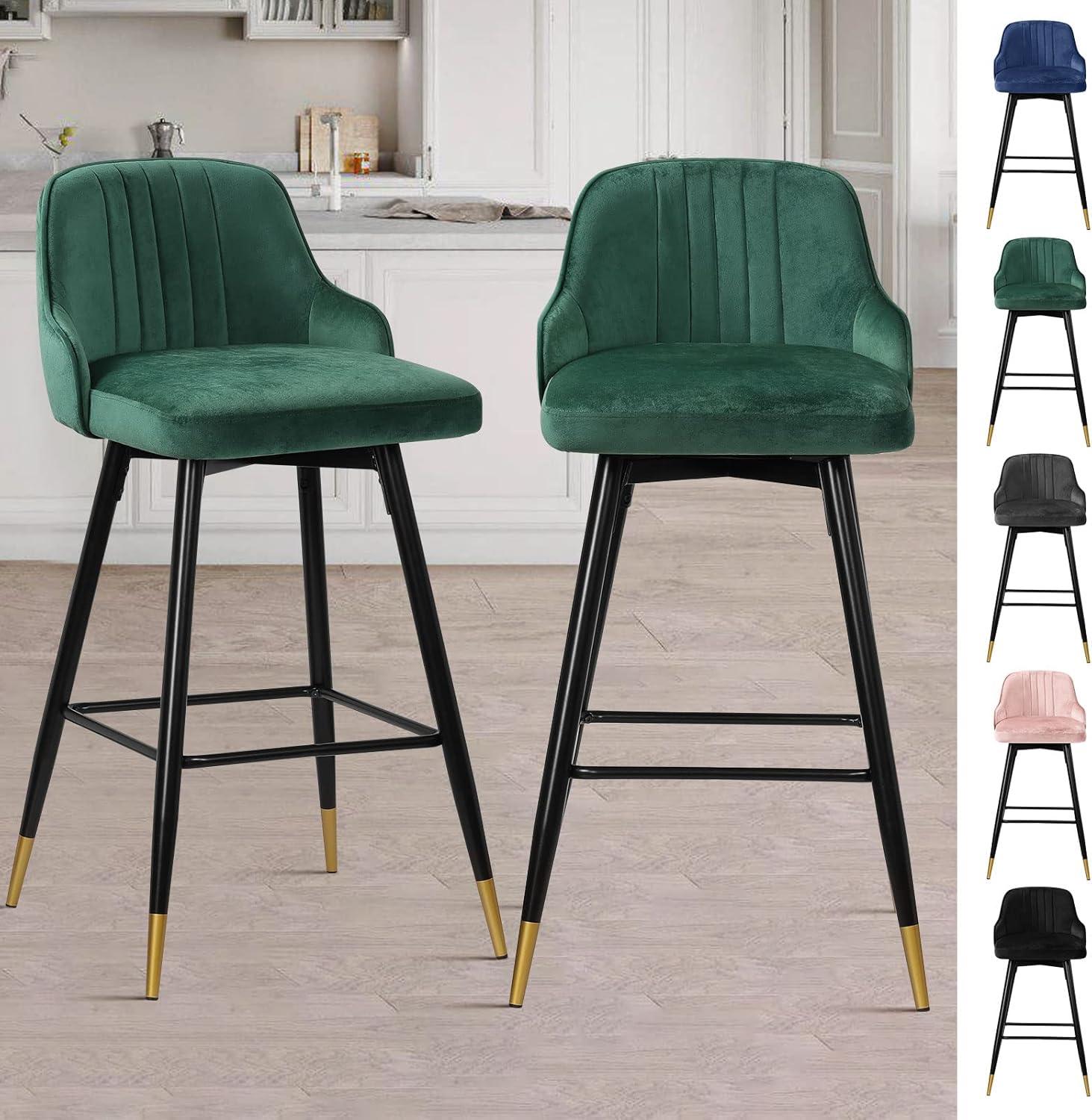 Swivel Velvet Upholstered Counter & Bar Stool