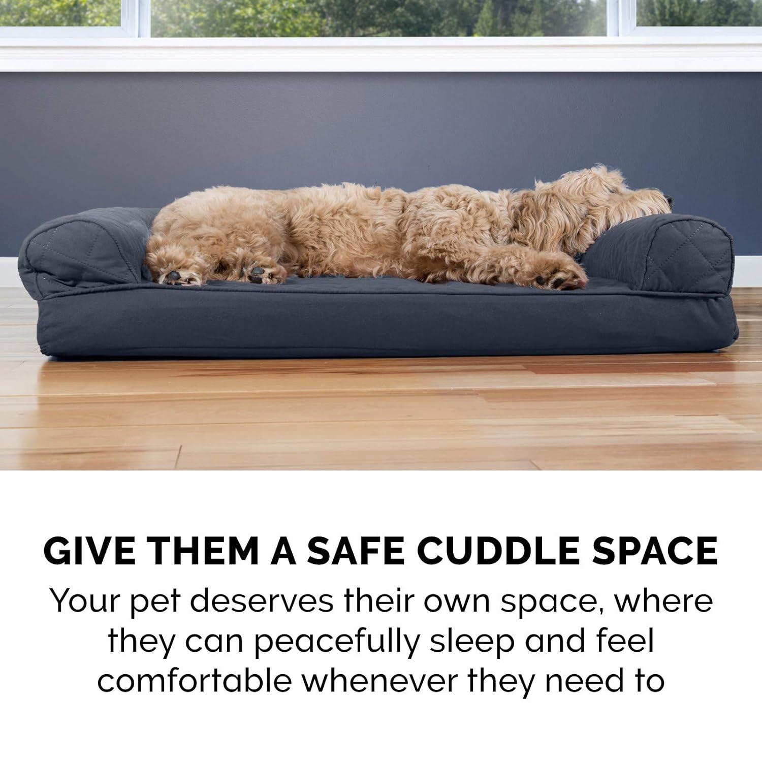 FurHaven Quilted Orthopedic Bolster Sofa Pet Bed
