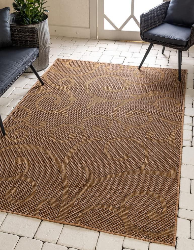 Unique Loom 5' 0 x 8' 0 Light Brown Outdoor Botanical Vine Area Rug