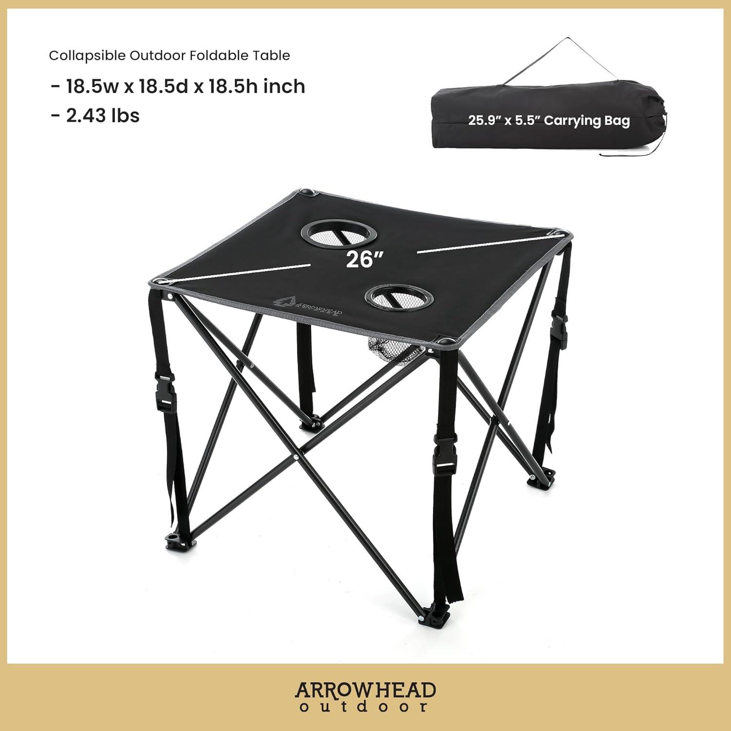 ARROWHEAD Outdoor Square Fabric Outdoor Folding Camping Table