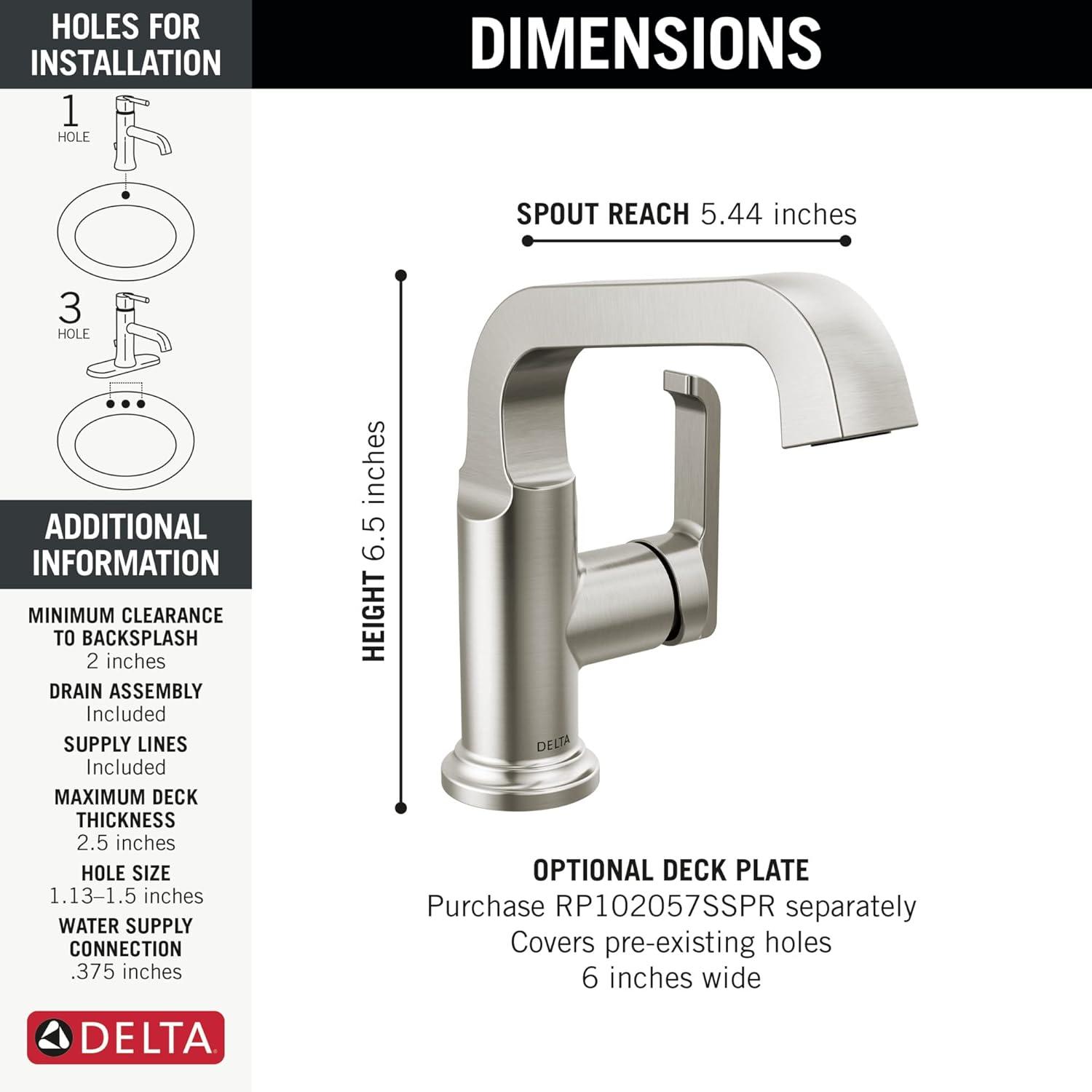 Tetra Single Hole Bathroom Faucet, Single Handle Bathroom Sink Faucet with Drain Assembly