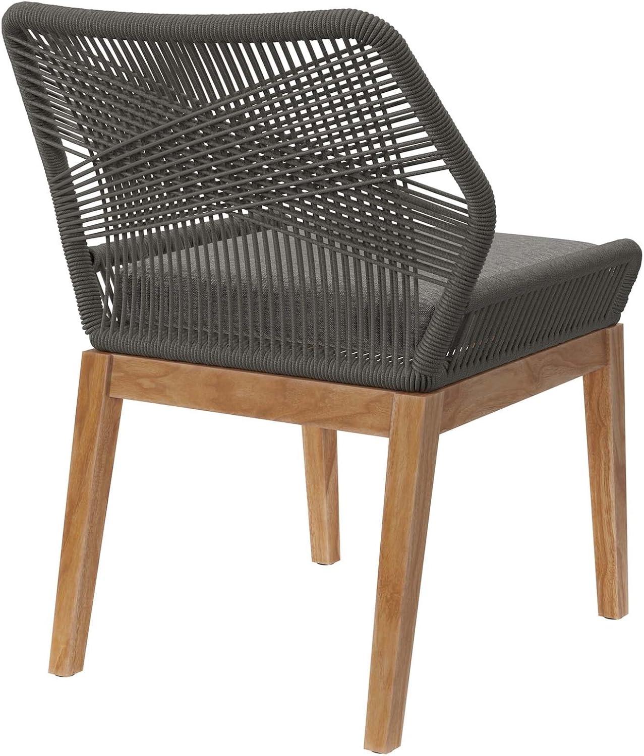 Gray Graphite Teak and Woven Rope Outdoor Dining Chair