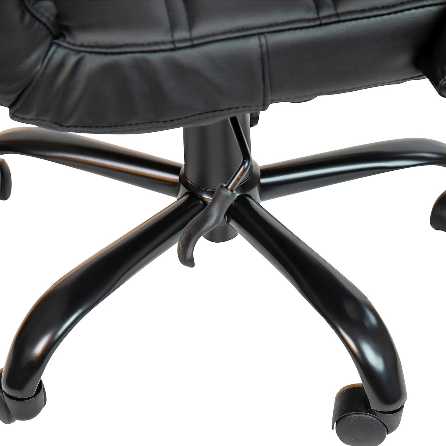 Modern Mid-Back Black LeatherSoft Swivel Executive Chair with Metal Arms