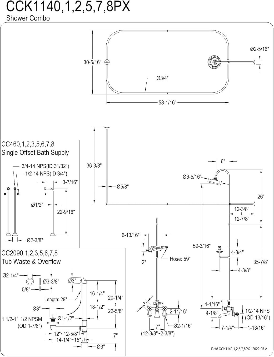 Polished Chrome Vintage Clawfoot Tub Faucet Package with Shower Enclosure