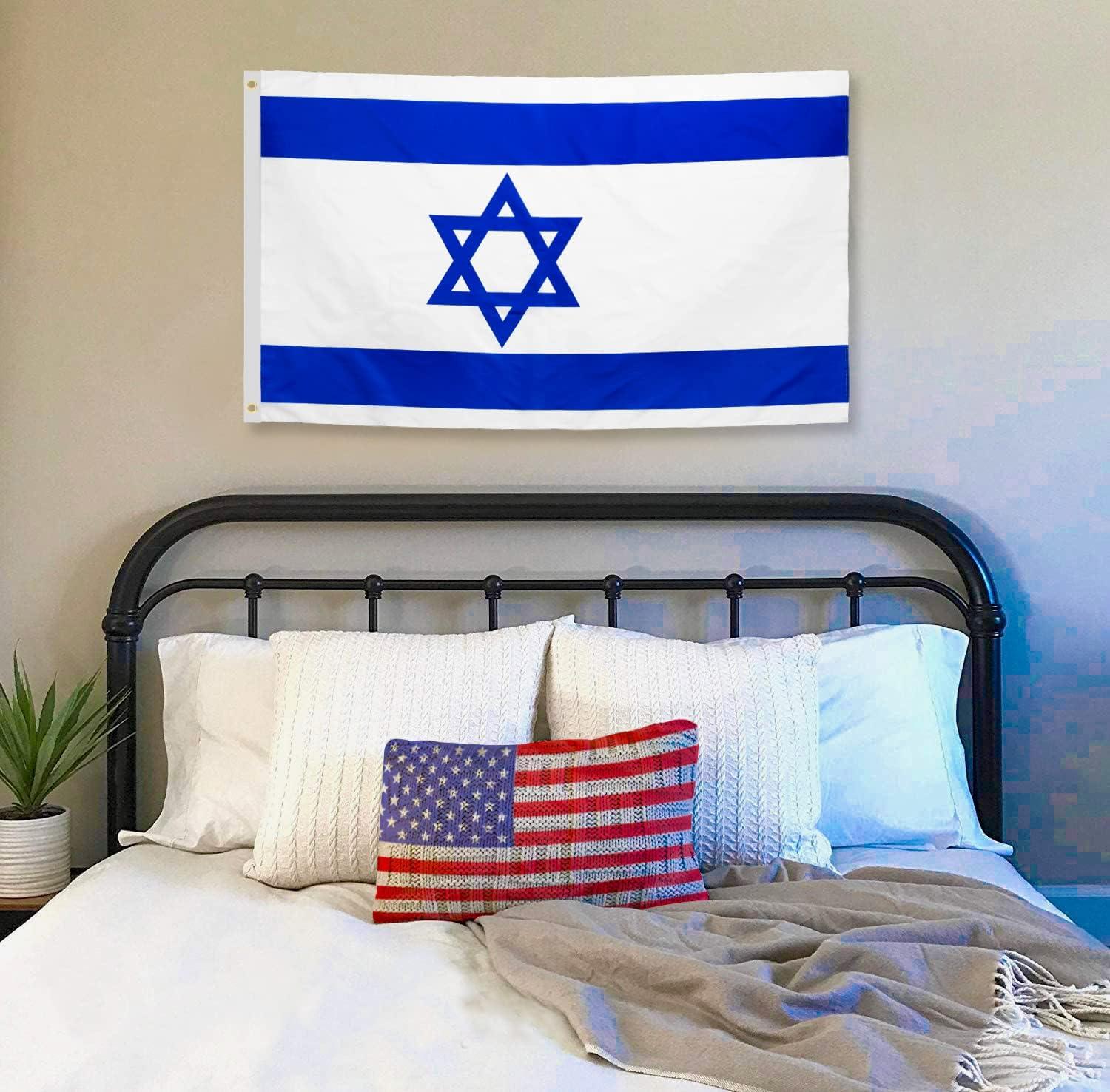 Fly Breeze 3x5 Foot Israel Flag - Vivid Color and Fade proof - Canvas Header and Double Stitched - Israeli National Flags Polyester with Brass Grommets 3 X 5 Ft as show