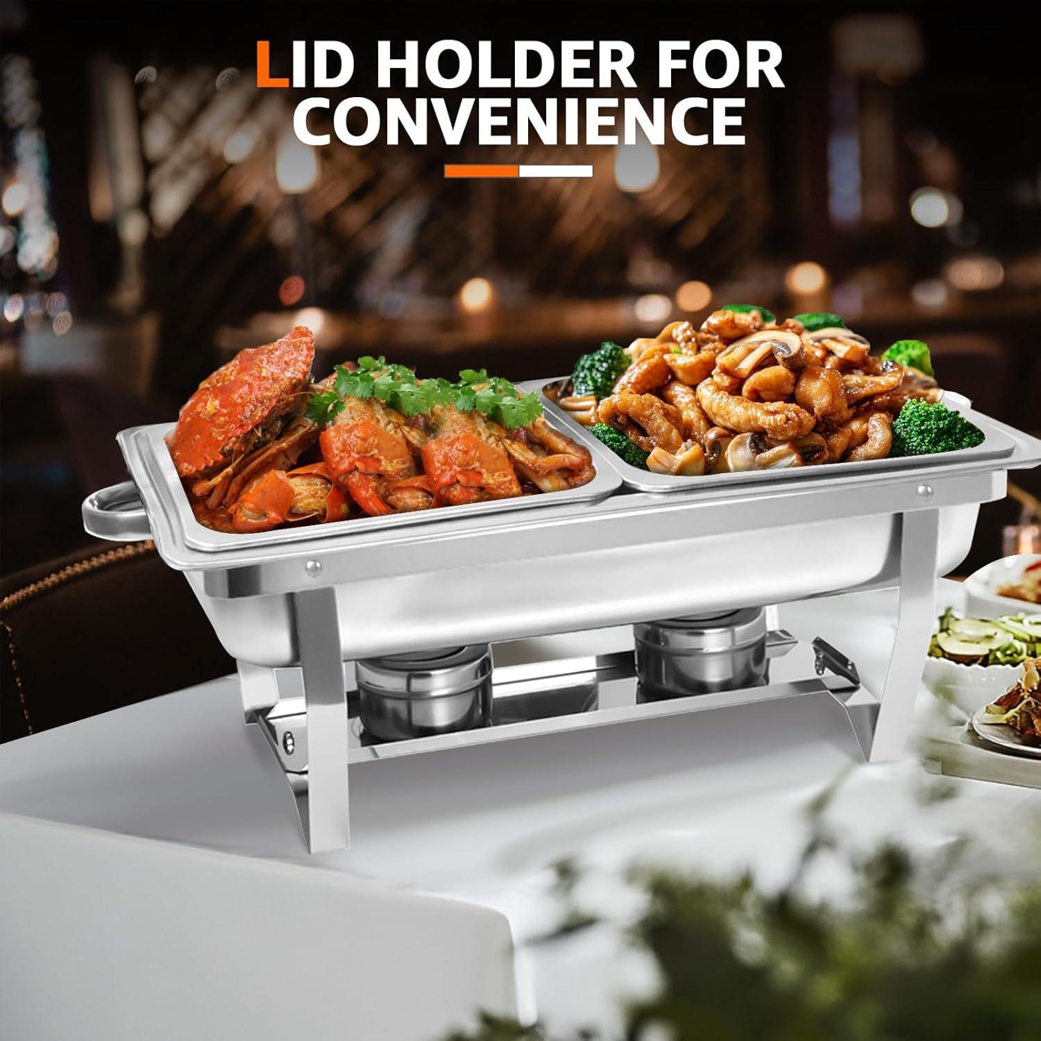 The Party Aisle™ Chafing Dishes For Buffet 4 Pack, 8 Qt Stainless Steel Chafers And Buffet Warmers Sets With Lid, Rectangle Serving Food Warmer Catering Supplies Buffet Display For Parties