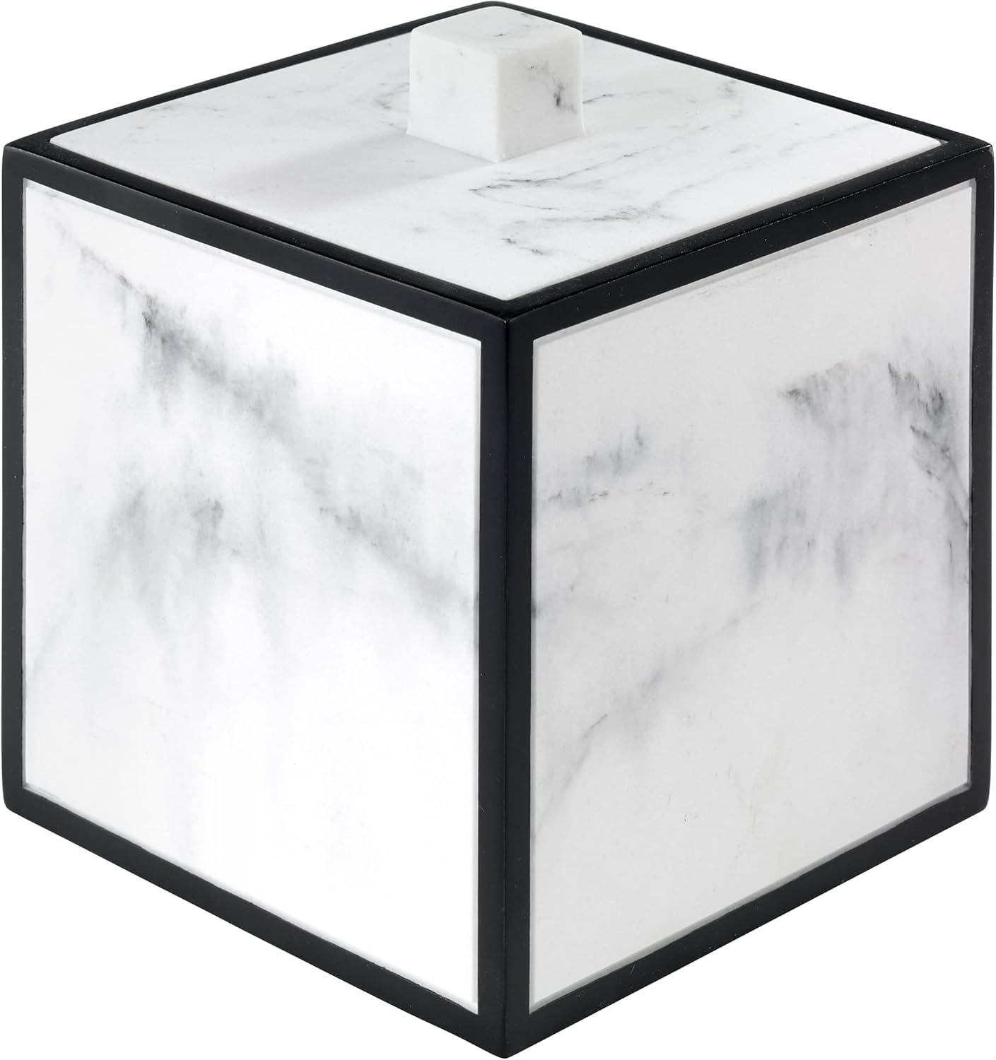 White and Black Marble Resin Covered Jar