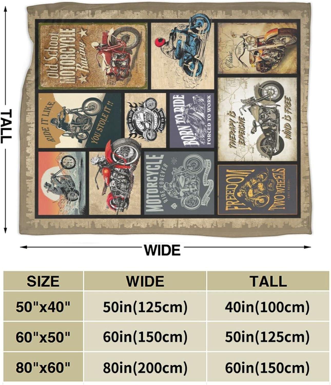 Motorcycle Blanket Gifts for Men and Women Throw Blanket for Couch Sofa Bed Plush Throw Fleece Blanket Soft Cozy Bedding for Kids and Adults Bedroom Size 60"x50"