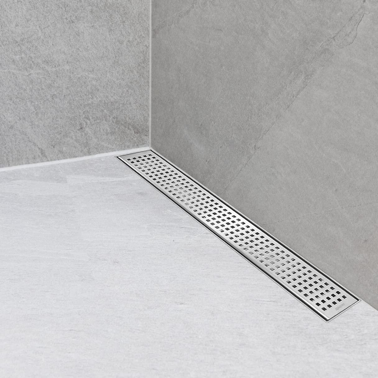 Neodrain 12-Inch Linear Shower Drain with Removable Grate, Professional Brushed 304 Stainless Steel Rectangle Shower Floor Drain Manufacturer, Linear Drain with Hair Strainer 12 IN Stainless