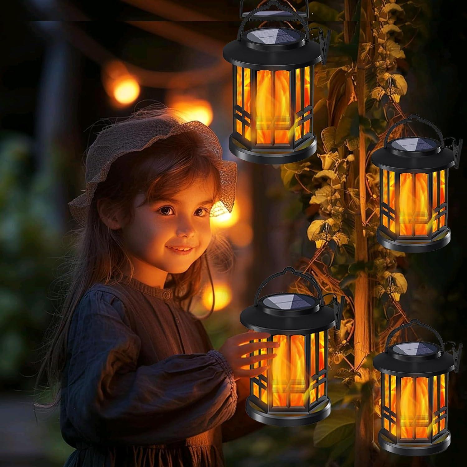 KOOPER Solar Lantern Outdoor Lights, Upgraded Flickering Candle Solar Lanterns Lights Outdoor Waterproof, Hanging Outdoor Solar Lanterns Lights, Solar Powered Lanterns For Yard Garden Decor (Set of 2)