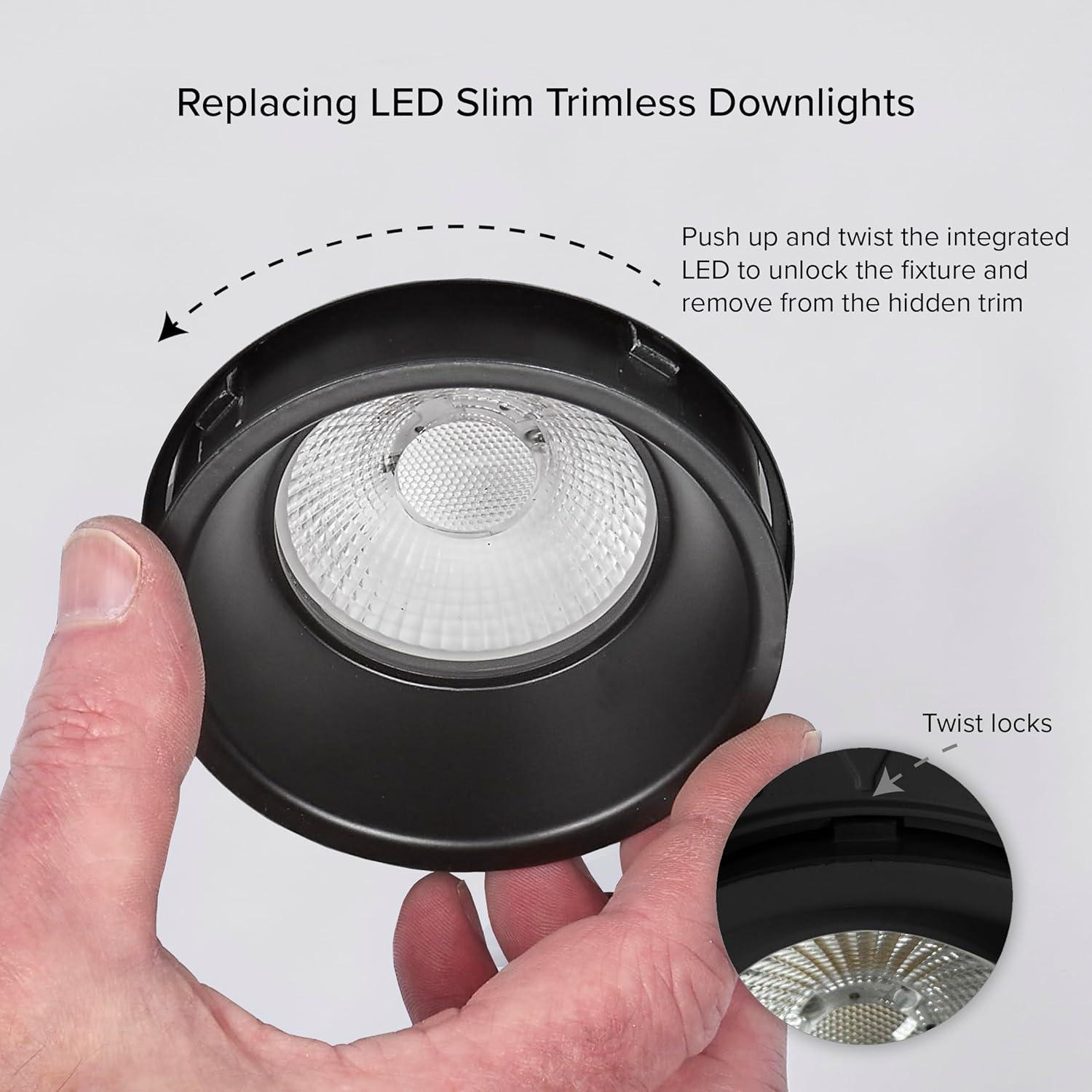 Maxxima 2 in. Trimless Slim Round Recessed Anti-Glare LED Downlight, Black, Canless IC Rated, 600 Lumens, 5 CCT 2700K-5000K