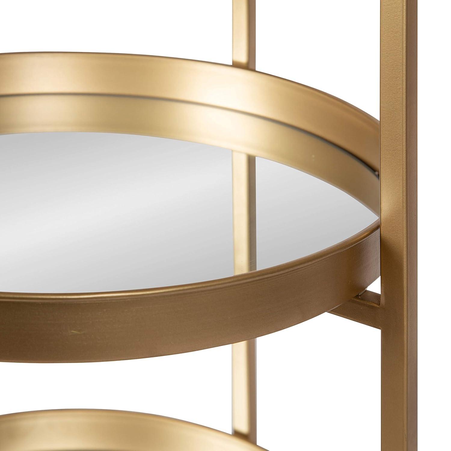 Kate and Laurel Celia Round Metal Bar Cart, 14x14x28, Gold
