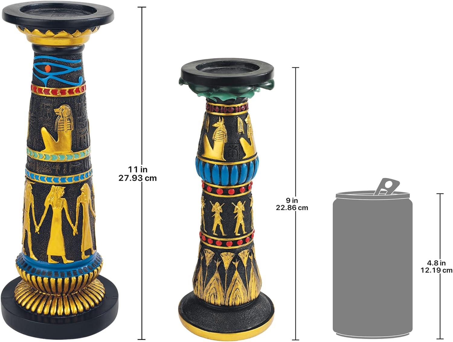 Temple Of Luxor Candleholders 11'' H Resin Tabletop Candlestick