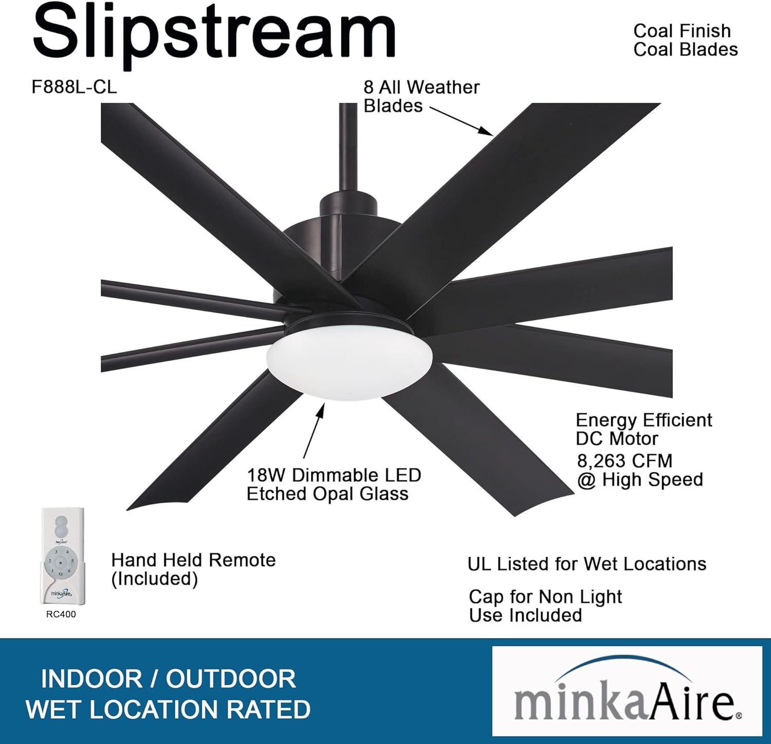 Slipstream 65" 8-Blade LED Smart Standard Ceiling Fan with Remote Control and Light Kit Included