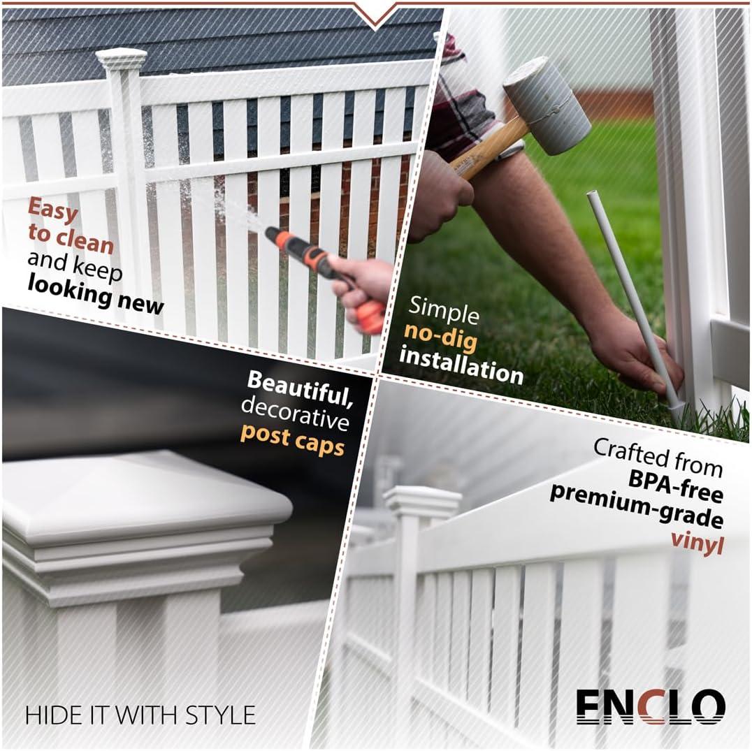 Enclo Privacy Screens EC18016 4ft H x 3.6ft W Hartford White Vinyl No-Dig Outdoor Privacy Screen Kit, Perfect to Conceal Air Conditioning Units Trash Bins (3 Panels)