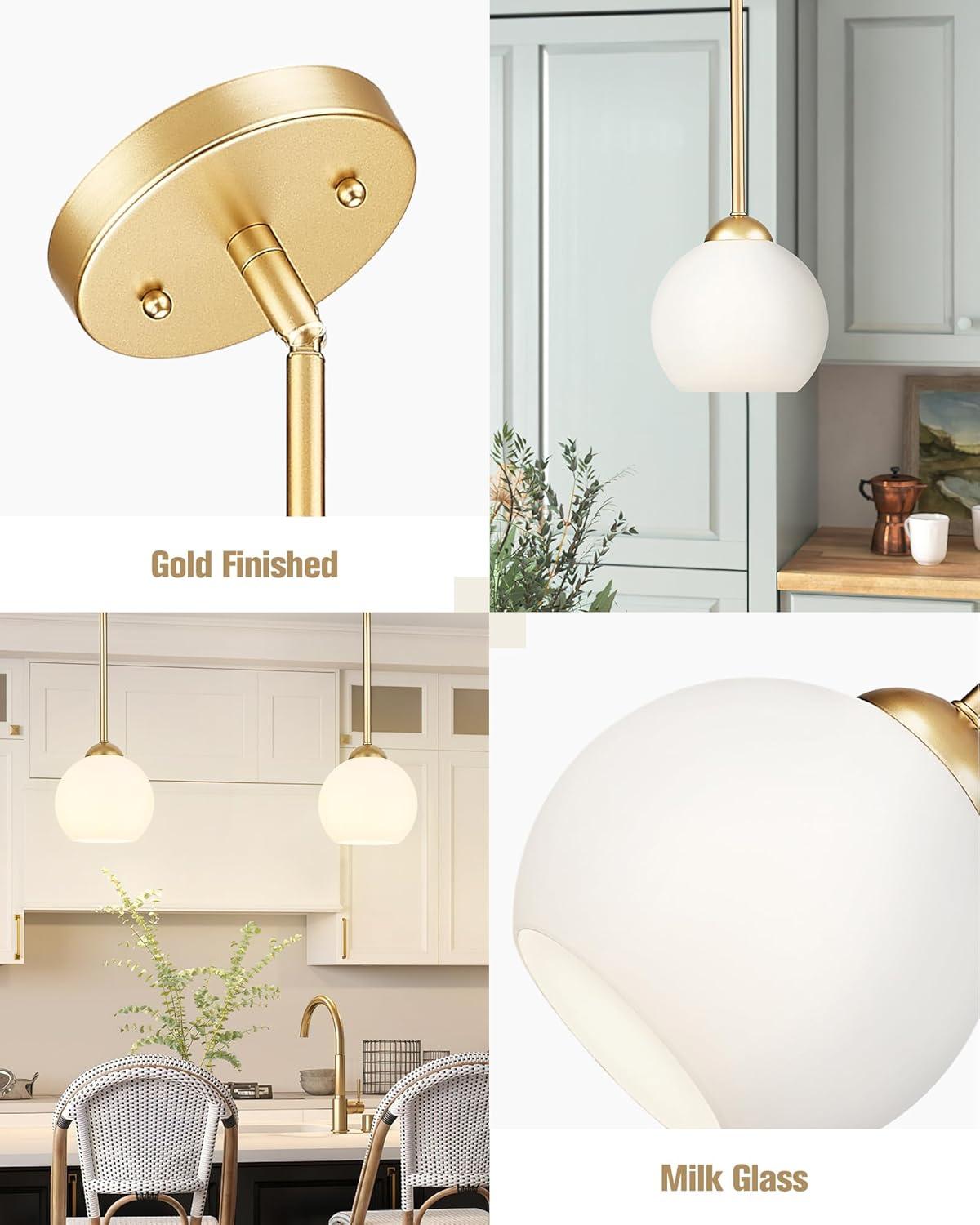 Bleecker 7.75" Metal/Glass Globe LED Pendant, White/Brass