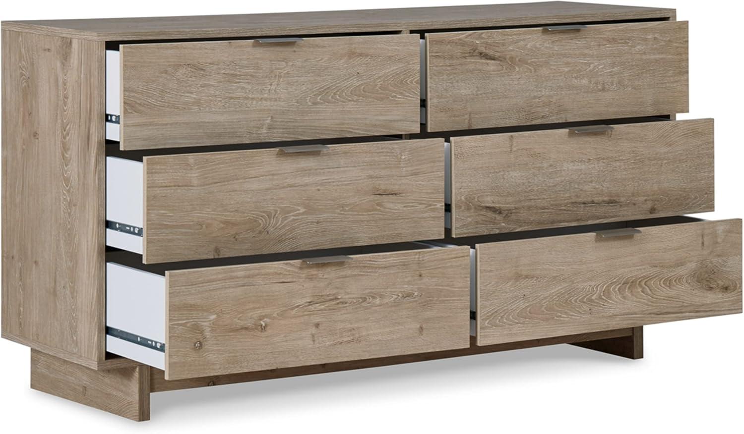 Signature Design by Ashley Contemporary Oliah 6 Drawer Dresser, Natural