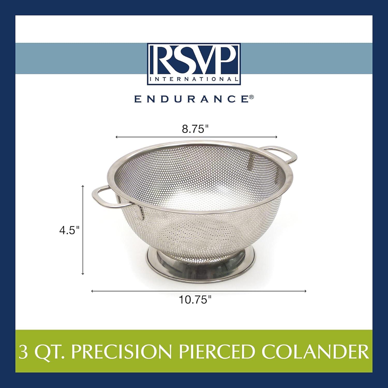 Precision Pierced Stainless Steel 3-Quart Colander with Handles