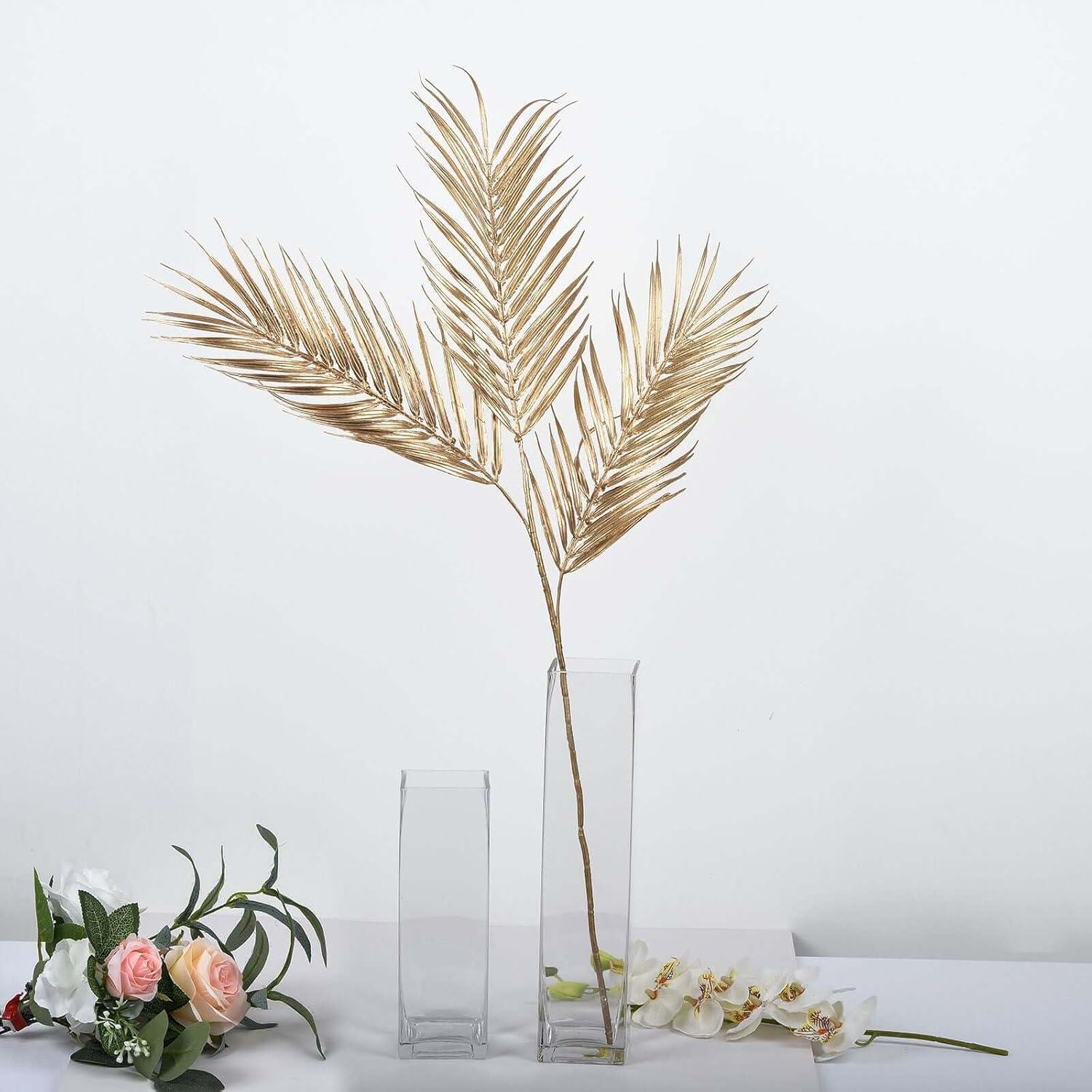 Efavormart Pack of 2 | 32" Metallic Gold Artificial Palm Leaf Spray, Tropical Leaves Vase Filler Floral Decoration
